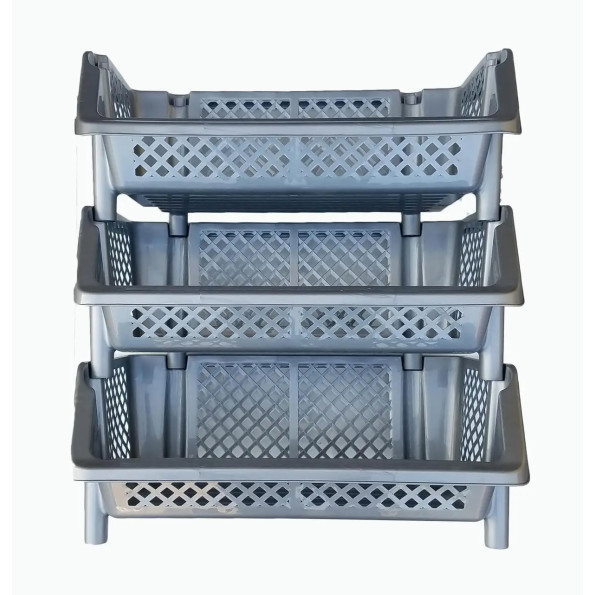 Етажерка органайзер для зберігання на кухню, у ванну пластикова сіра -
                                                        Фото 2